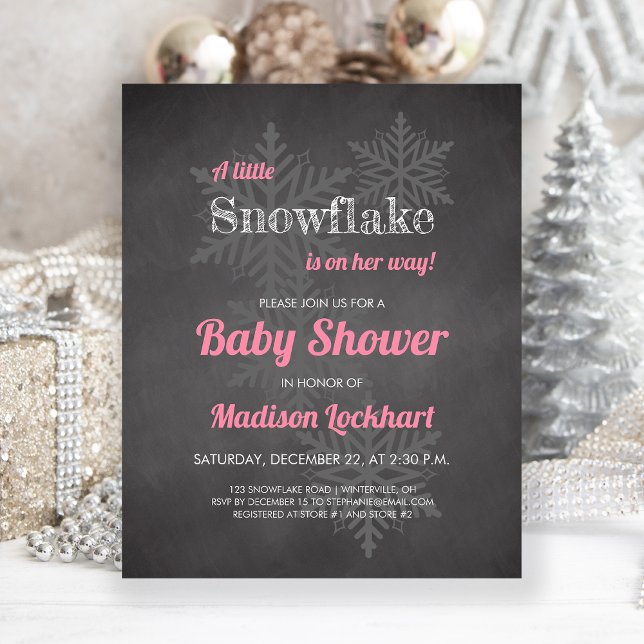 Budget Snowflake Chalkboard Pink Baby Shower (Creator Uploaded)