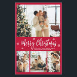 Budget Snowflake Red Collage Christmas Thin Card<br><div class="desc">Budget Modern, Elegant, Red and White 4 Photo Collage Merry Christmas Script Holiday Thin Card. This festive, minimalist, whimsical four (4) photo holiday template features a pretty photo collage, some snowflake and says Merry Christmas! The „Merry Christmas” greeting text is written in a beautiful white hand lettered typography font type...</div>