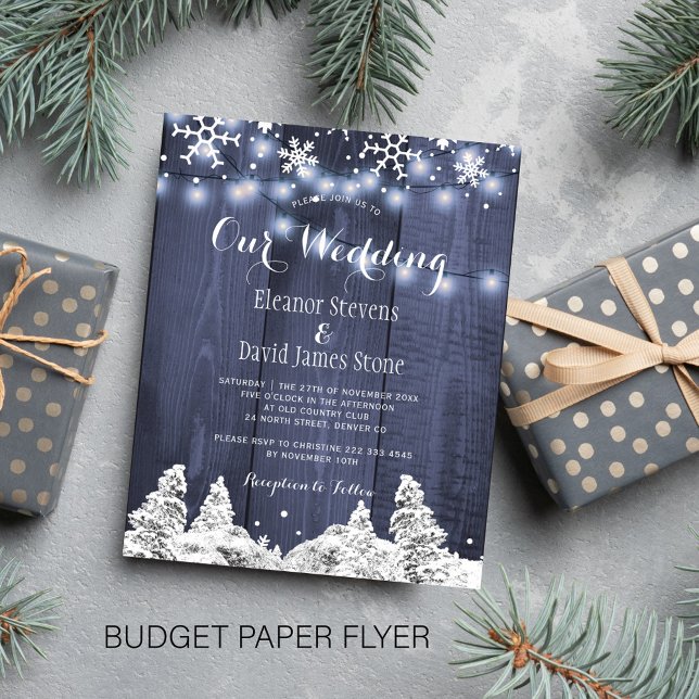 Budget snowflakes winter wedding invitation flyer (Creator Uploaded)