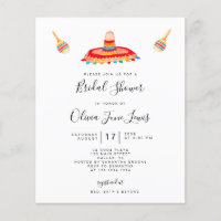 Budget Sombrero Fiesta Bridal Shower Invitation