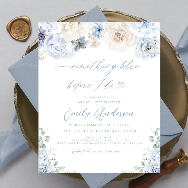 Budget Something Blue Before I Do Bridal Shower Flyer (Creator Uploaded)
