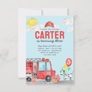 Budget Sound Alarm Fire Truck Firefighter Birthday Card