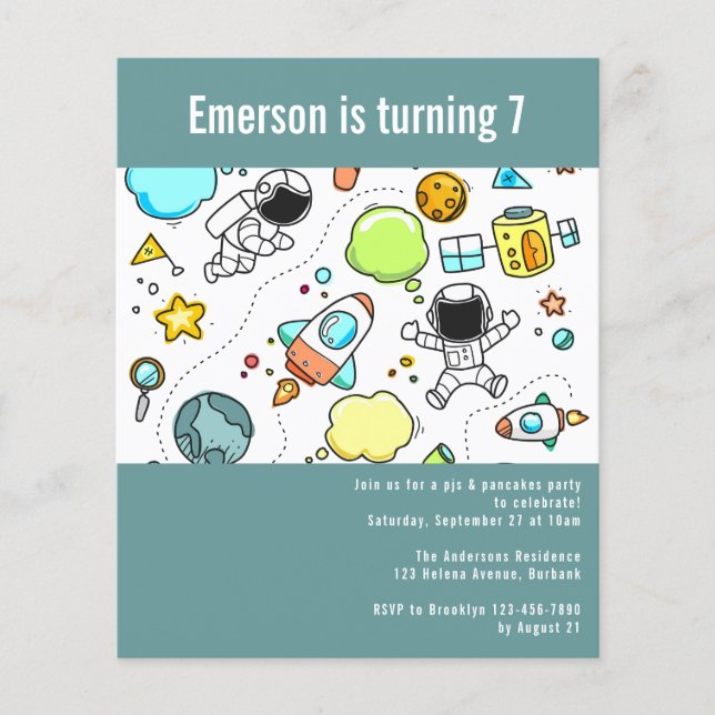 BUDGET Space Astronaut Birthday Party Invitation (Front)