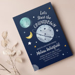 Budget Space Outer Baby Shower Navy Invitation<br><div class="desc">This cute and nerdy baby shower budget invitation is great for organising an outer space theme party for the mum-to-be. 

Add the details to the card by clicking on the "Personalise" button above.</div>