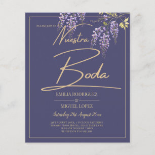 BUDGET Spanish BODA Wisteria Purple Gold Wedding Flyer