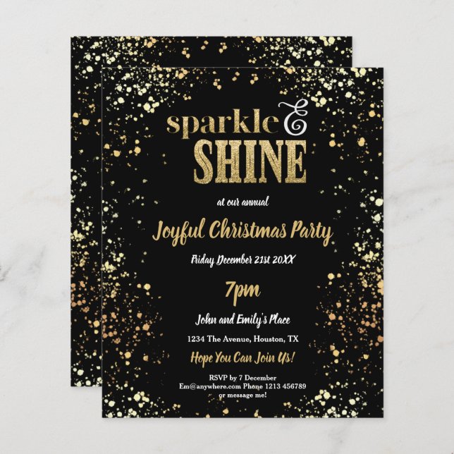 Budget Sparkle Shine Gold Black Christmas Party (Front/Back)