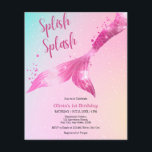 Budget Splish Splash Mermaid 1st Birthday Invite<br><div class="desc">Budget Splish Splash it's a Birthday Bash - Blue Pink Purple Mermaid Baby Girl 1st Birthday Invitation.</div>