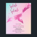 Budget Splish Splash Mermaid 1st Birthday Invite<br><div class="desc">Budget Splish Splash it's a Birthday Bash - Blue Pink Purple Mermaid Baby Girl 1st Birthday Invitation.</div>