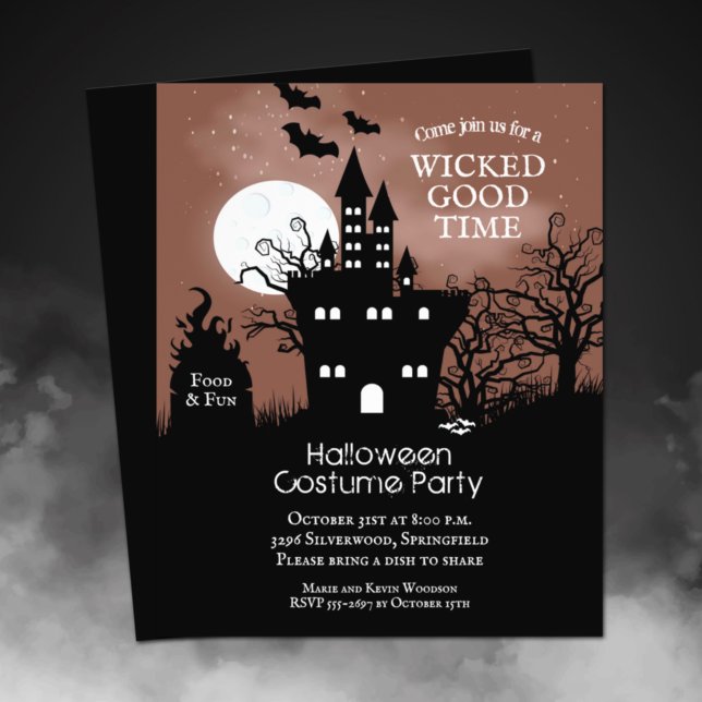 Budget Spooky Halloween Invitation Flyer (Printed on affordable THIN 80 lb flyer paper - heavier paper available in our collection.)