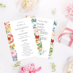 Budget Spring MultiFloral Wedding Ceremony Program