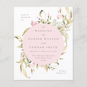 Budget Spring Wildflowers Watercolor Round Wedding Flyer