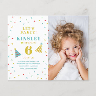 Budget Sprinkles Photo Kids Birthday Invitation