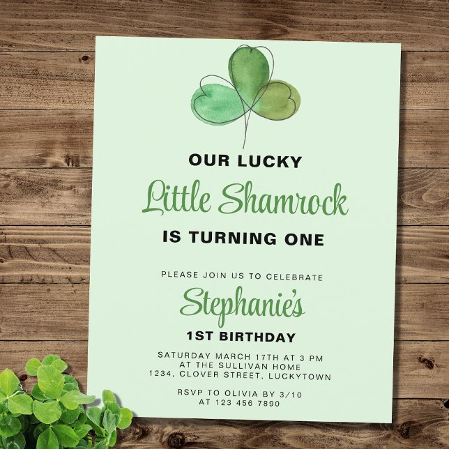 Budget St. Patrick's Day 1st Birthday Invitation (Creator Uploaded)