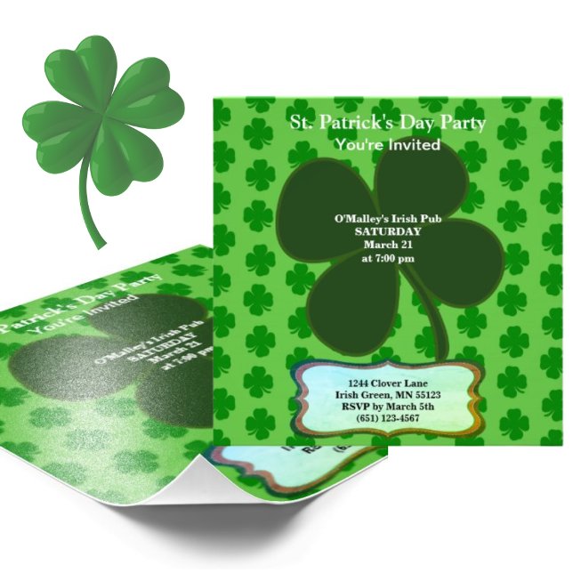 Budget St Patrick's Day Party Shamrock Photo Card (Creator Uploaded)