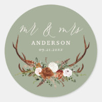 Budget stag rustic botanical wedding sage green