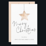 Budget Star Script Calendar Merry Christmas Card<br><div class="desc">Watercolor Minimalist Star Script Calendar Merry Christmas Card. A budget price 5.5 x 8.5” flat card for your festive greetings on a shiny SEMI GLOSS 110 lb card stock (similar to the thickness of a postcard) PLEASE NOTE: The envelope supplied with this card is larger than the card at 6.75”...</div>