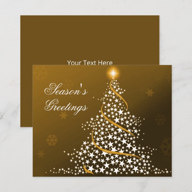Budget Starry Christmas Tree Gold Holiday Card (Front/Back)