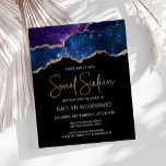 Budget Starry Gold Agate Dark Sweet 16 Invitation<br><div class="desc">This trendy Sweet Sixteen birthday party invitation features a watercolor image of an agate geode in shades of blue and purple, sprinkled with twinkling stars and trimmed with faux gold glitter highlights. The words "Sweet Sixteen" appear in faux gold glitter in decorative modern handwriting font. Customise it with the name...</div>