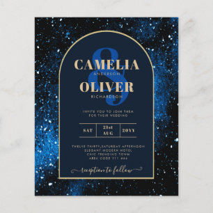 BUDGET Starry Night Navy Blue Gold Wedding INVITE Flyer