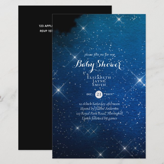 BUDGET Starry Night Twinkle Baby Shower Invite (Front/Back)