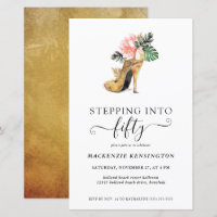 Budget Stepping Into 50 Floral Gold Heels Birthday