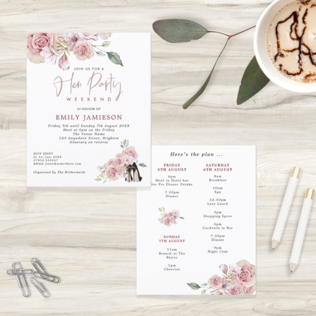 Budget Stiletto Weekend Itinerary Hen Party Invite (Creator Uploaded)