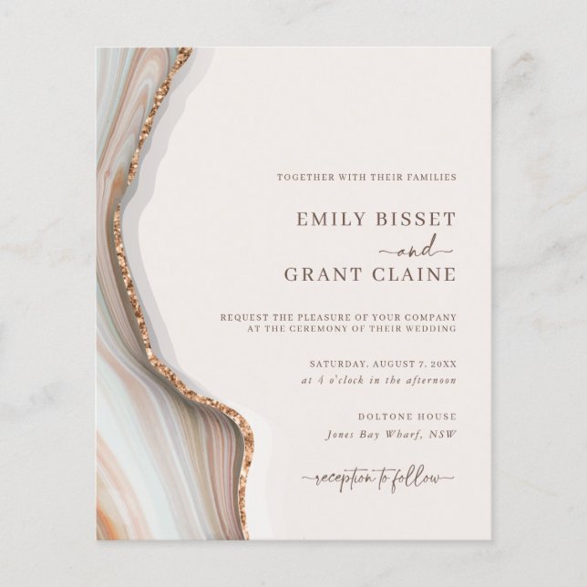 Budget Stone Marble Agate Wedding Invitation Flyer (Front)