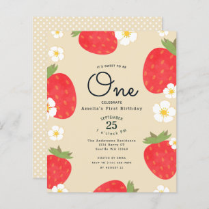 Budget Strawberry 1st Birthday Invitation
