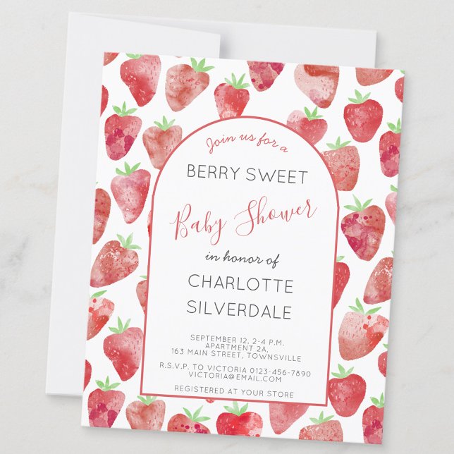 Budget Strawberry Baby Shower Invitation (Budget strawberry baby shower personalized baby shower invitations)