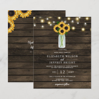 Budget String Light Sunflowers Wedding Invitation