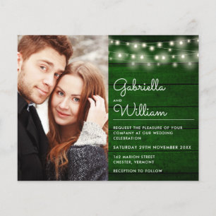 Budget String Lights Rustic Photo Wedding Invite