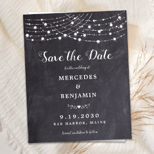 Budget String Lights Wedding Save The Date Postcar