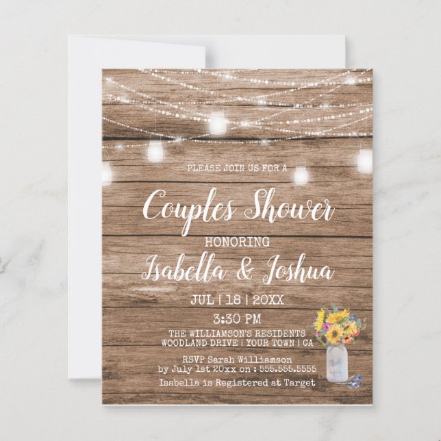 Budget String of Lights & Mason Jar Couples Shower (Front)