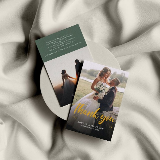 Budget Stylish Script Photo Wedding Thank You Card (Creator Uploaded)