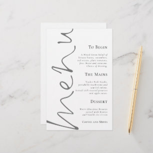 Budget Stylish Script Simple Wedding Menu