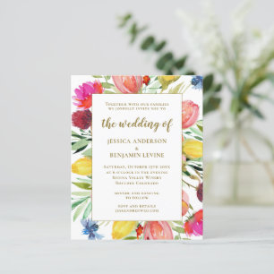 Budget Stylish Watercolor Garden Wedding Invite