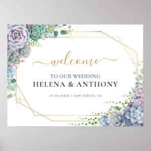 Budget succulent botanical Wedding Welcome Sign