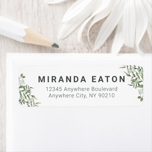 Budget Succulent Eucalyptus Leaves Return Address Label (Insitu)