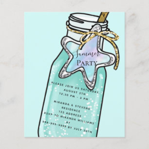 Budget summer beach pool party invitation