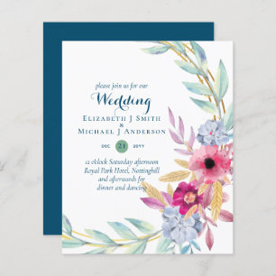 BUDGET Summer Flowers Wedding Invitations