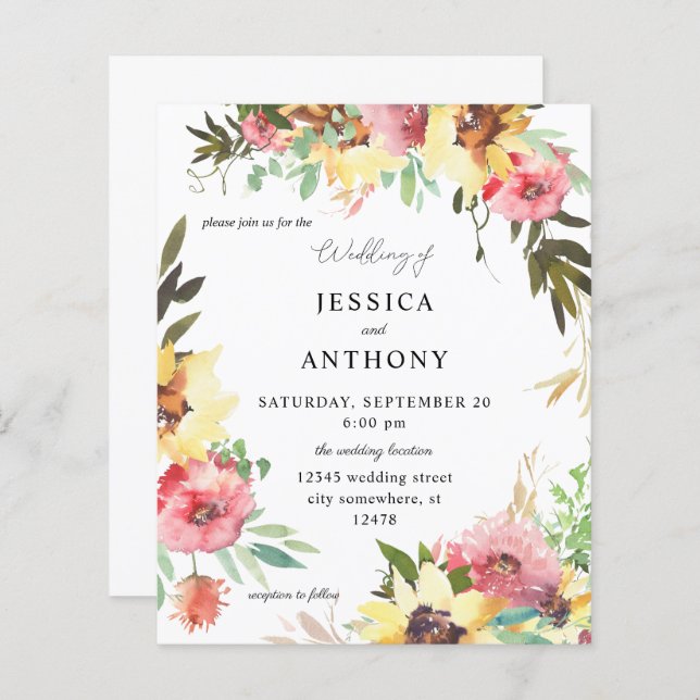 Budget Summer Sunflower Floral Wedding 2 (Front/Back)