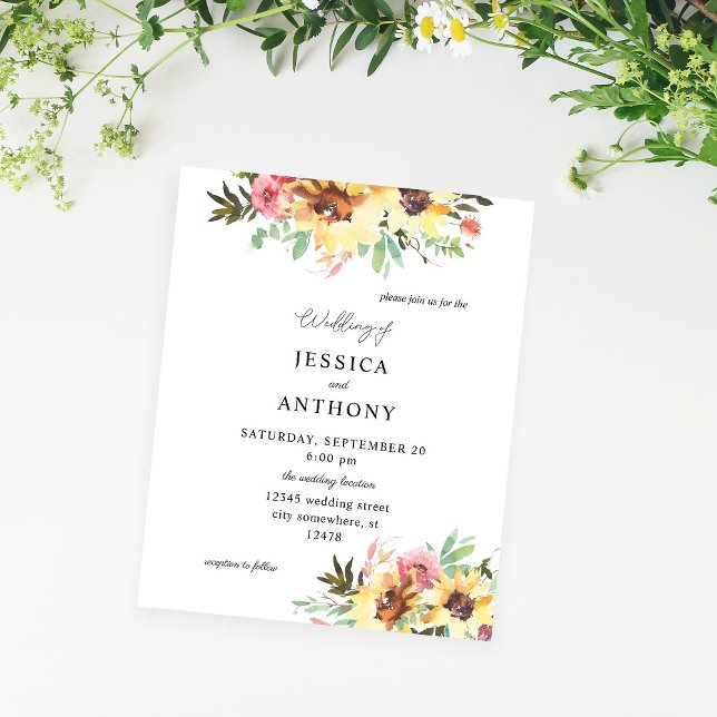 Budget Summer Sunflower Floral Wedding Flyer (Creator Uploaded)