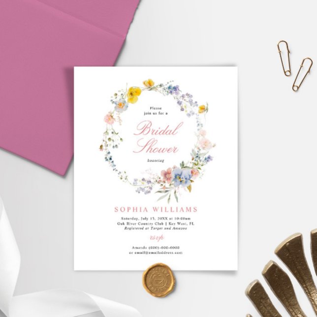 Budget Summer Wildflowers Bridal Shower Invitation (Creator Uploaded)