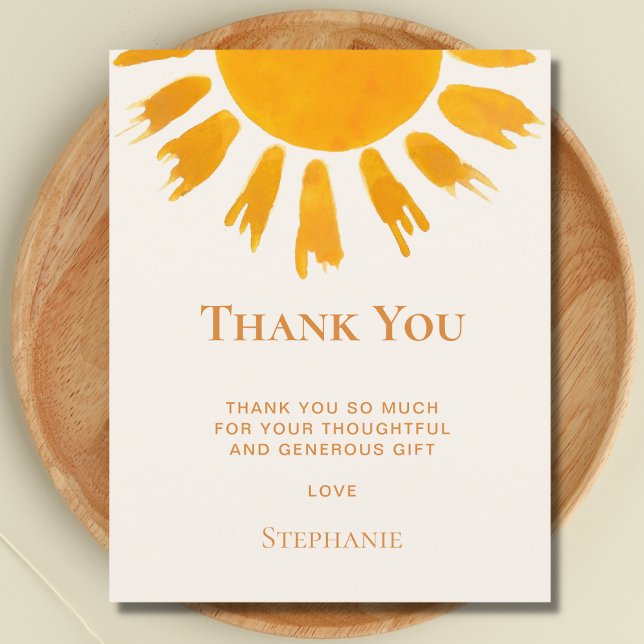 Budget Sun Baby Shower Thank You Card (Creator Uploaded)