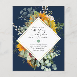Budget Sun Flowers Greenery WEDDING Invitations Flyer