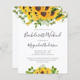 Budget Sunflower Bachelorette Party Invitation