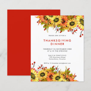 Budget Sunflower Berry Thanksgiving Dinner Invite
