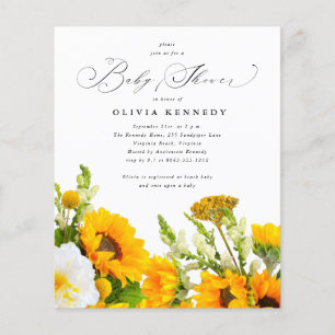 Budget Sunflower Boho Floral Baby Shower Flyer