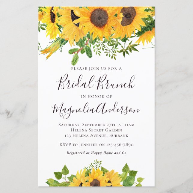 Budget Sunflower Bridal Shower Brunch Invitation (Front)