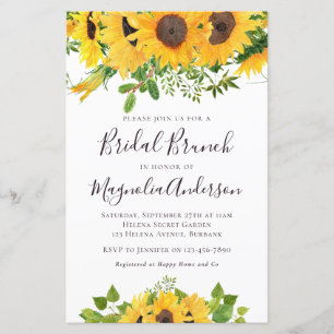 Budget Sunflower Bridal Shower Brunch Invitation